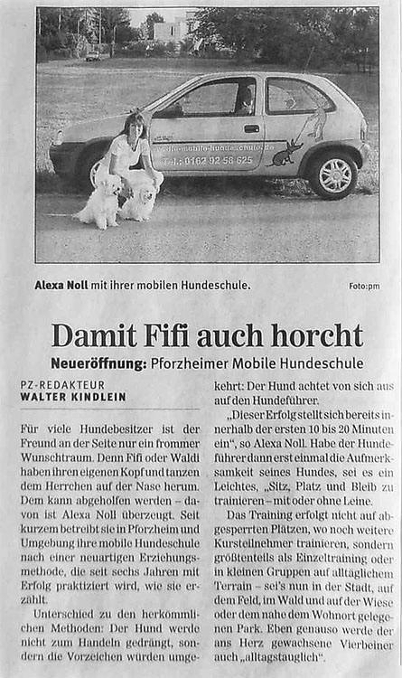 Mobile Hundeschule Alexa Noll, Eroeffnung 2005